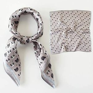 100% Pure Mulberry Silk Small Square Scarf Panda